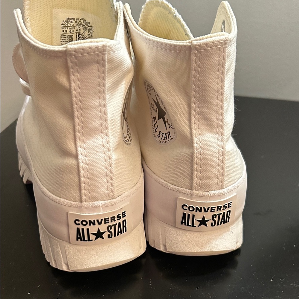 Converse Women's All Star White Platform Sneakers Lugged Sole Chuck Taylor - Picture 6 of 9